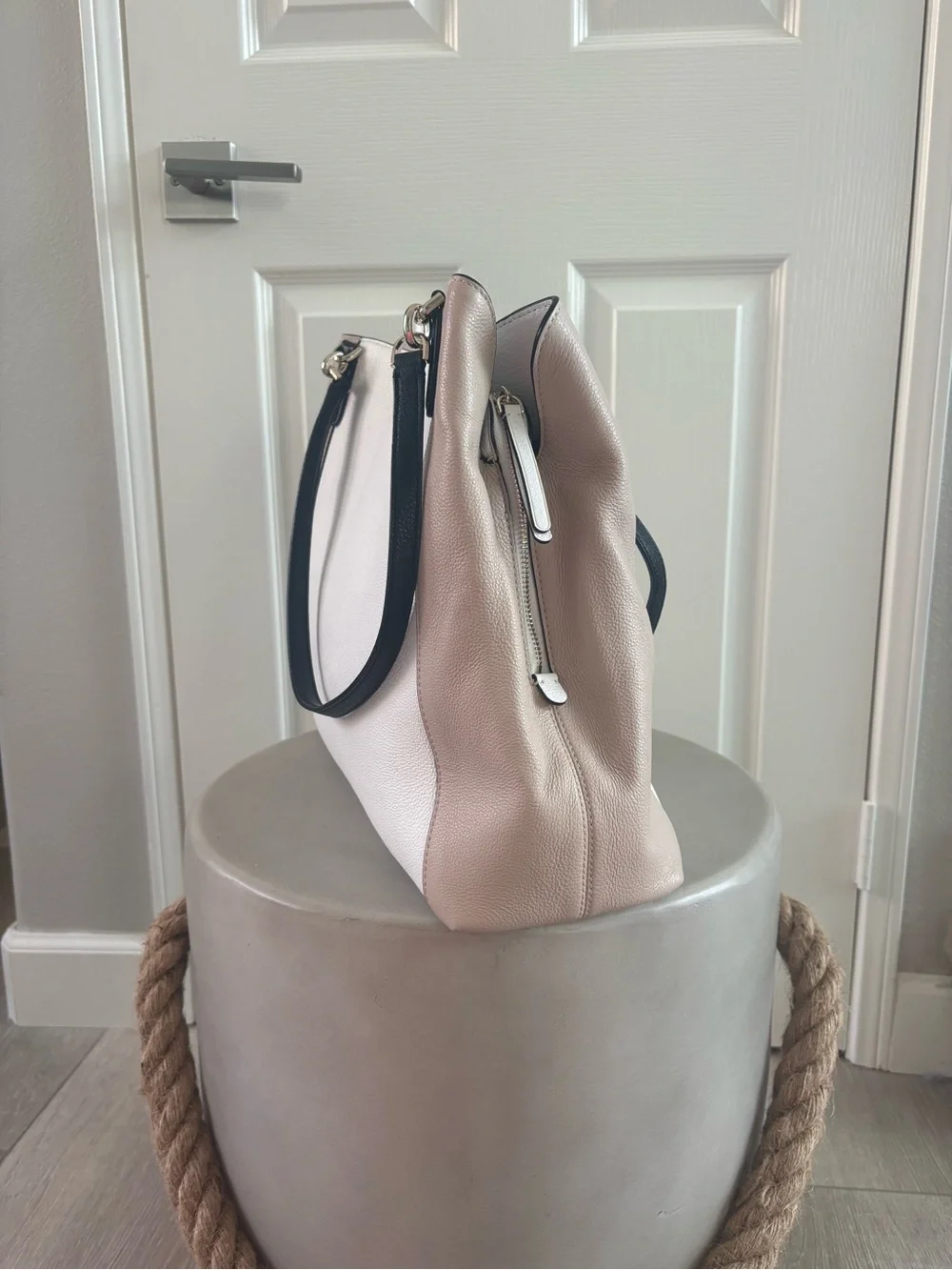 Kate Spade | Leila | Colorblock Shoulder Bag | White, Beige and Black | VGC
